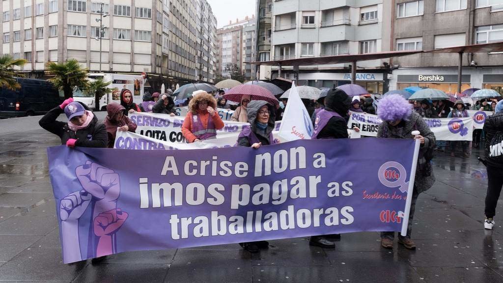 Manifestación convocada pola CIG en Santiago de Compostela, esta cuarta feira. (Foto: Arxina)