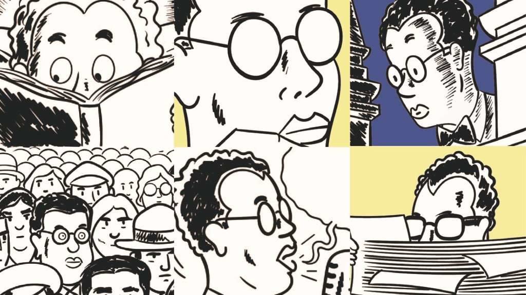 Detalle da capa do cómic sobre Fernández del Riego.