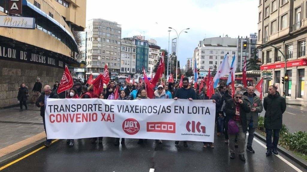 Manifestación do persoal do sector o pasado 23 de febreiro, na Coruña. (Foto: CIG)