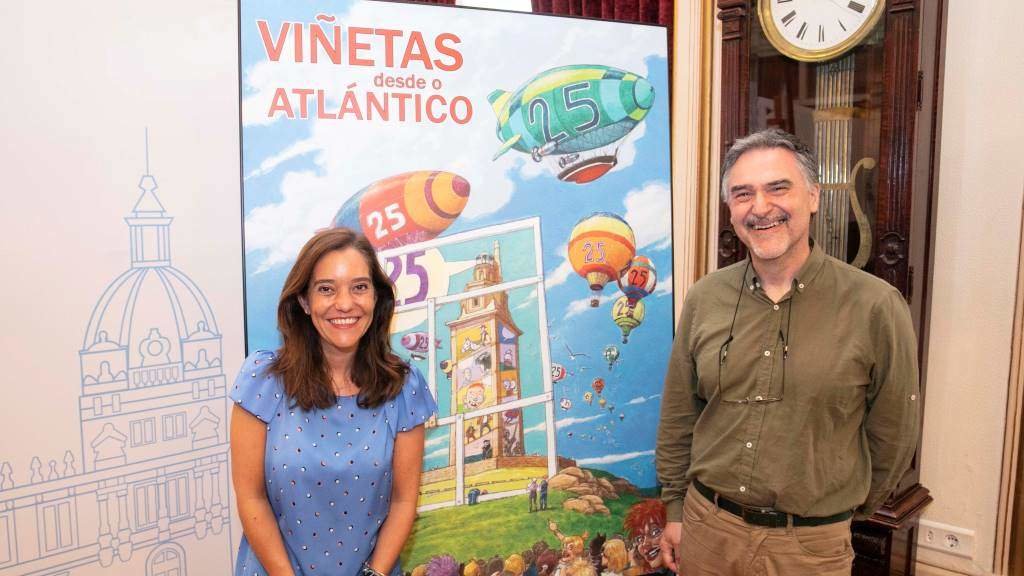 A alcaldesa da Coruña, Inés Rei, e o debuxante Miguelanxo Prado. (Foto: Europa Press)