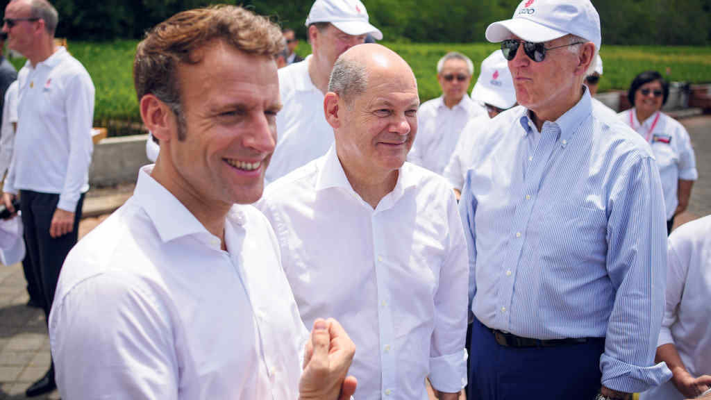 Emmanuel Macron, Olaf Sholz e Joe Biden en Nusa Dua, Indonesia, durante o cume do G-20 en novembro de 2022 (Foto: Kay Nietfeld).