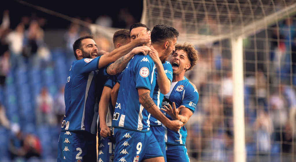 Xogadores do Deportivo celebran un dos catro goles anotados contra o Fuenlabrada (Foto: RCD)