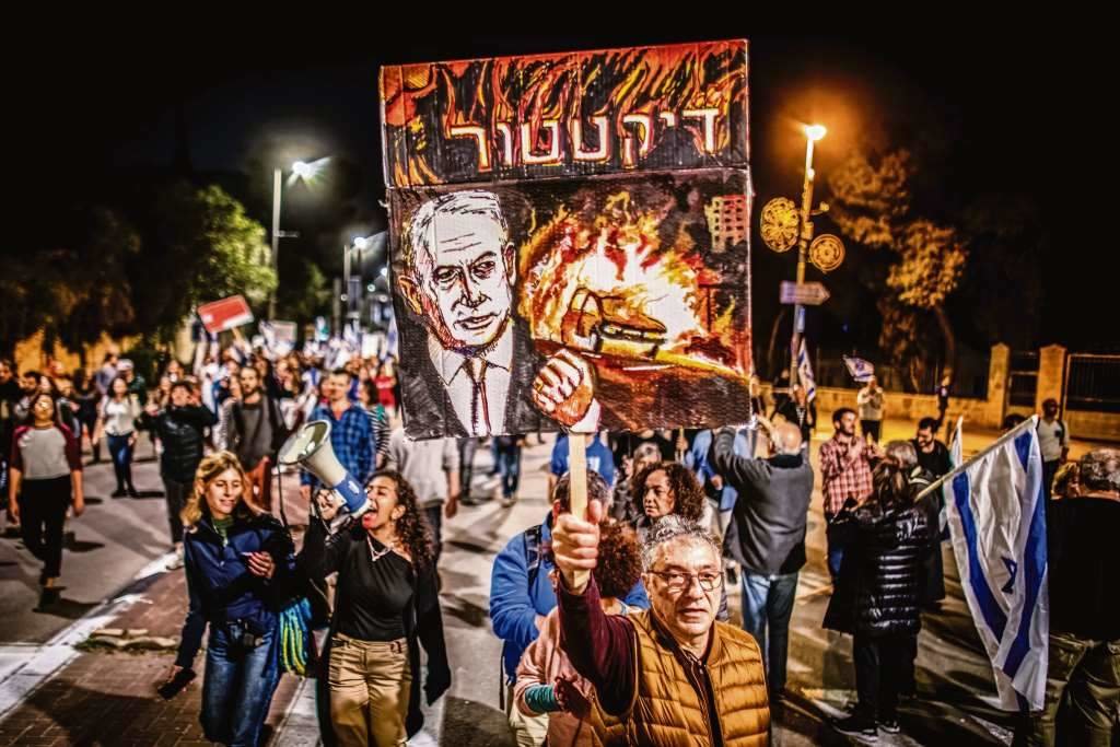 Protestas contra o plan do Goberno de Israel para reformar o sistema xudicial, o pasado primeiro de marzo, en Xerusalén. (Foto: Europa Press / Eyal Warshavsky)