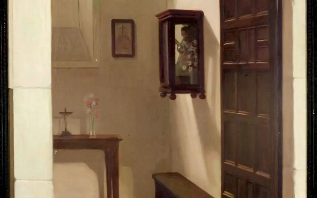 Detalle da obra 'Ambiente de paz'. Ca. 1941. &Oacute;leo/lenzo 151x100 cm., de Mar&iacute;a Corredoira.