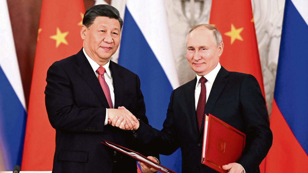 O presidente chino, Xi Jinping, e o presidente ruso, Vladimir Putin, reunidos en Moscova o pasado 21 de marzo. (Foto: Xie Huanchi / Europa Press)