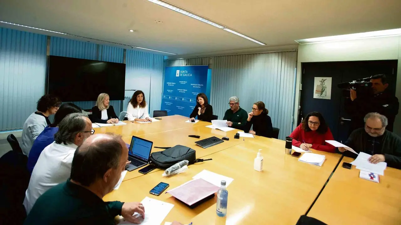 Reuni&oacute;n da anterior mesa sectorial de Sanidade, o pasado 14 de abril. (Foto: Xunta da Galiza)