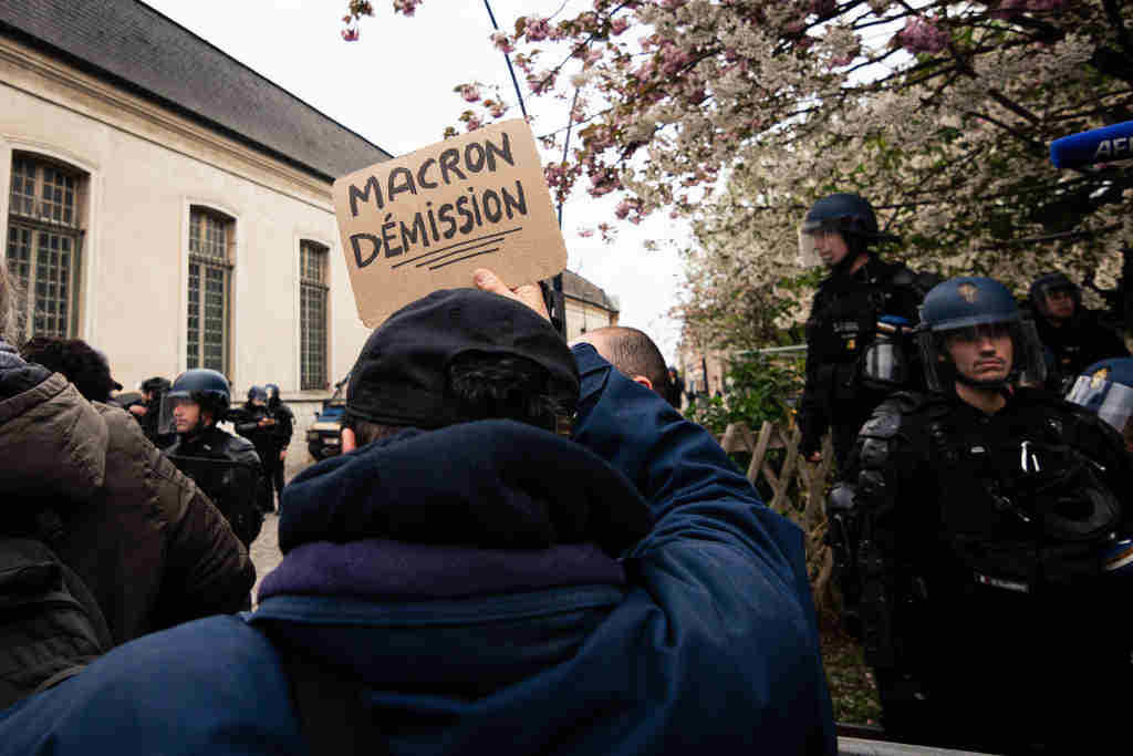 Protesta contra Macron perto de París a cuarta feira. (Foto: Telmo Pinto / Zuma Press / Contactophoto)