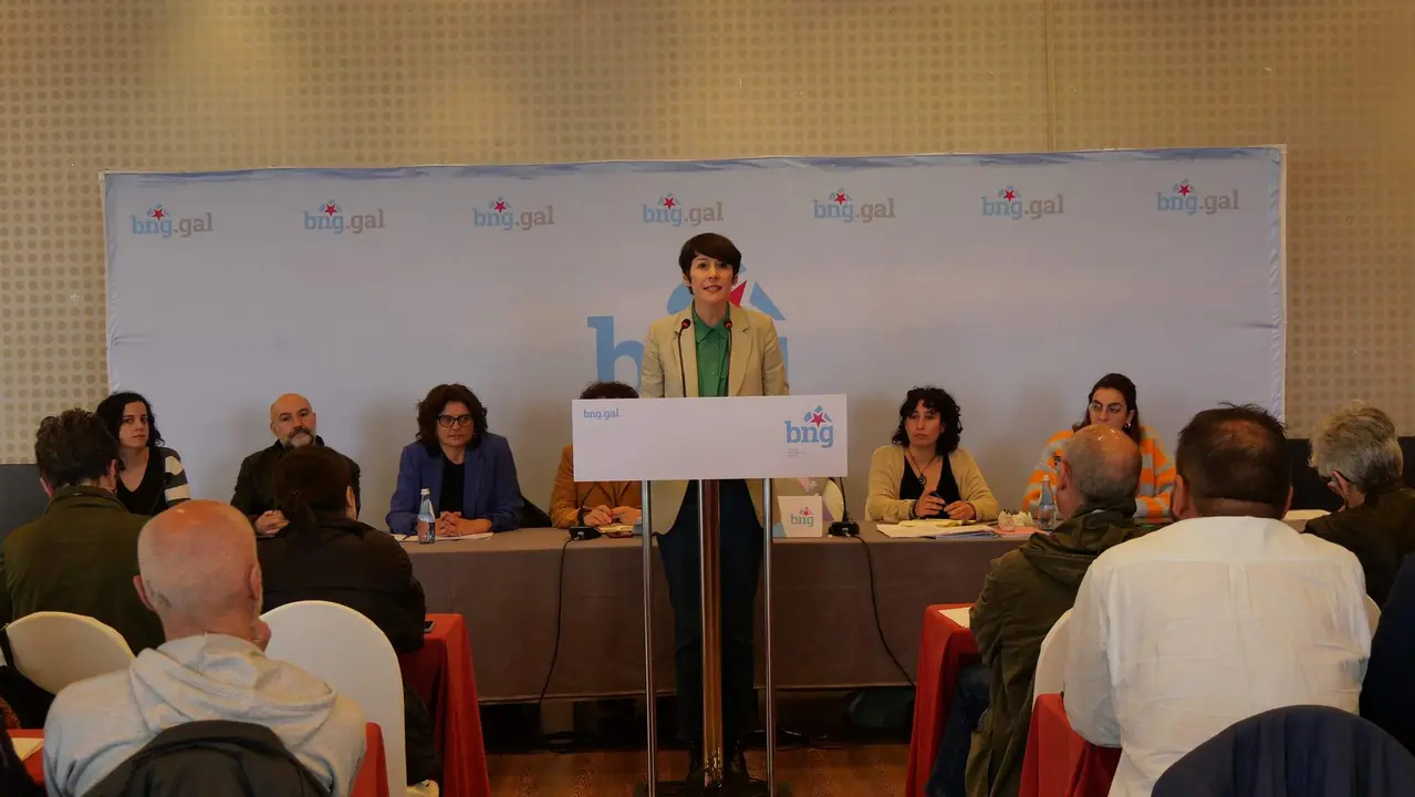 Intervenci&oacute;n de Ana Pont&oacute;n no Consello Nacional do BNG, este s&aacute;bado. (Foto: N&oacute;s Diario)