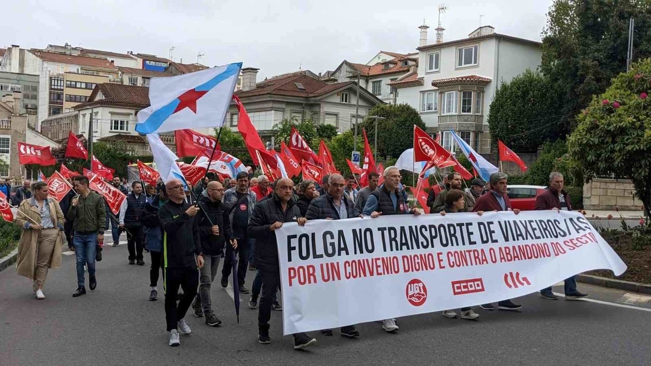 Protesta do sector do transporte por estrada, esta terza feira en Compostela (Foto: Nós Diario).