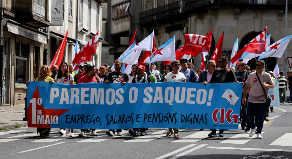 Manifestaci&oacute;n da CIG polo Primeiro de Maio en Santiago de Compostela (Foto: Arxina).