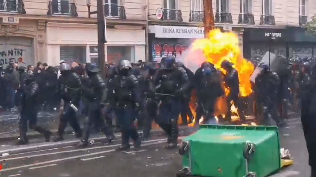 Protestas en Francia nas mobilizacións do Primeiro de Maio. (Foto: Nós Diario)