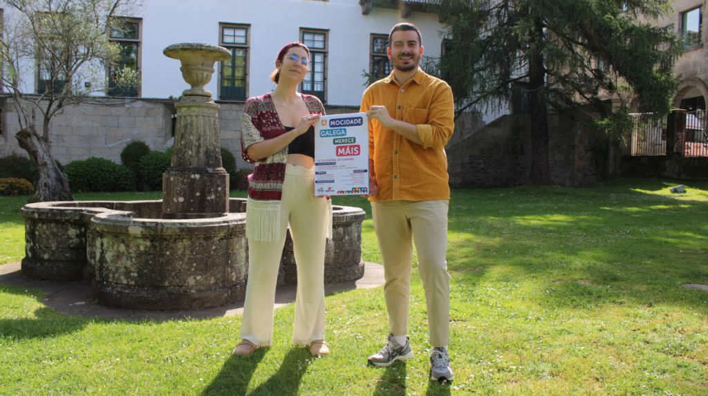 Marta Gómez e Daniel Castro esta terza feira na presentación do acto (Foto: Nós Diario).