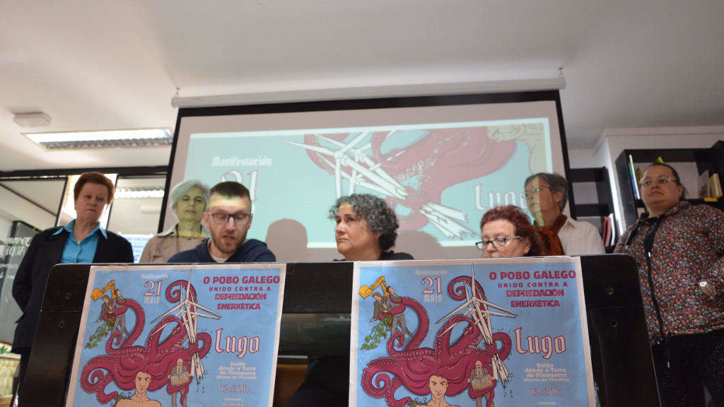 Presentación da convocatoria de mobilización, esta segunda feira en Lugo. (Foto: Un Vento Vén)