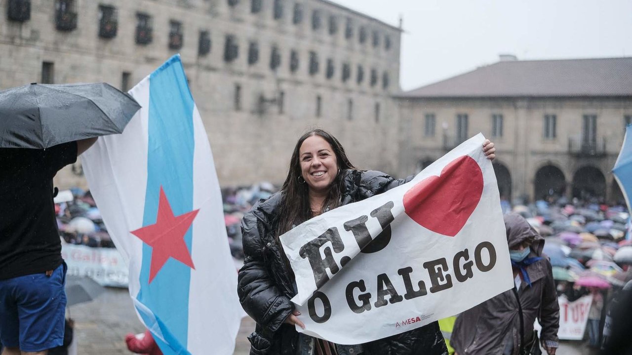 Manifestación de Queremos Galego, o pasado ano, en Santiago. (Foto: Arxina)