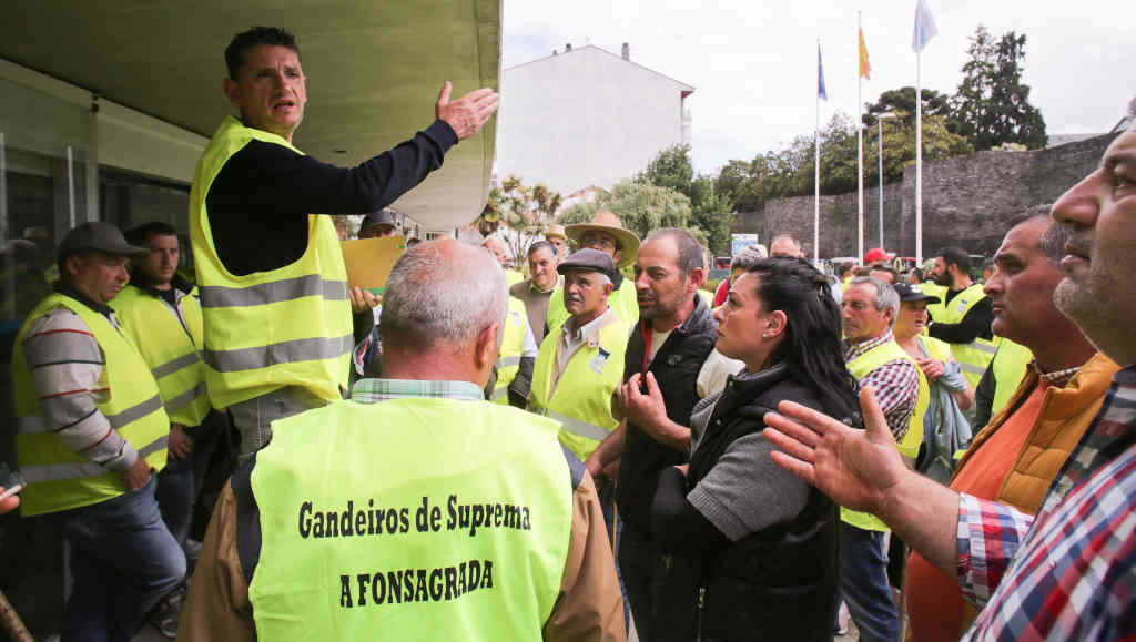 Gandeiros durante a protesta na sede da Xunta en Lugo (Foto: Carlos Castro / Europa Press).