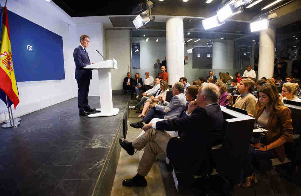 Alberto Núñez Feixoo, a segunda feira en rolda de prensa en Madrid. (Foto: Eduardo Parra / Europa Press)