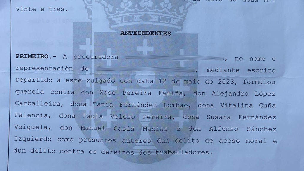 Fragmento do documento de apertura de dilixencias emitido polo Xulgado de Instrución Número 1 de Santiago de Compostela. (Foto Nós Diario)