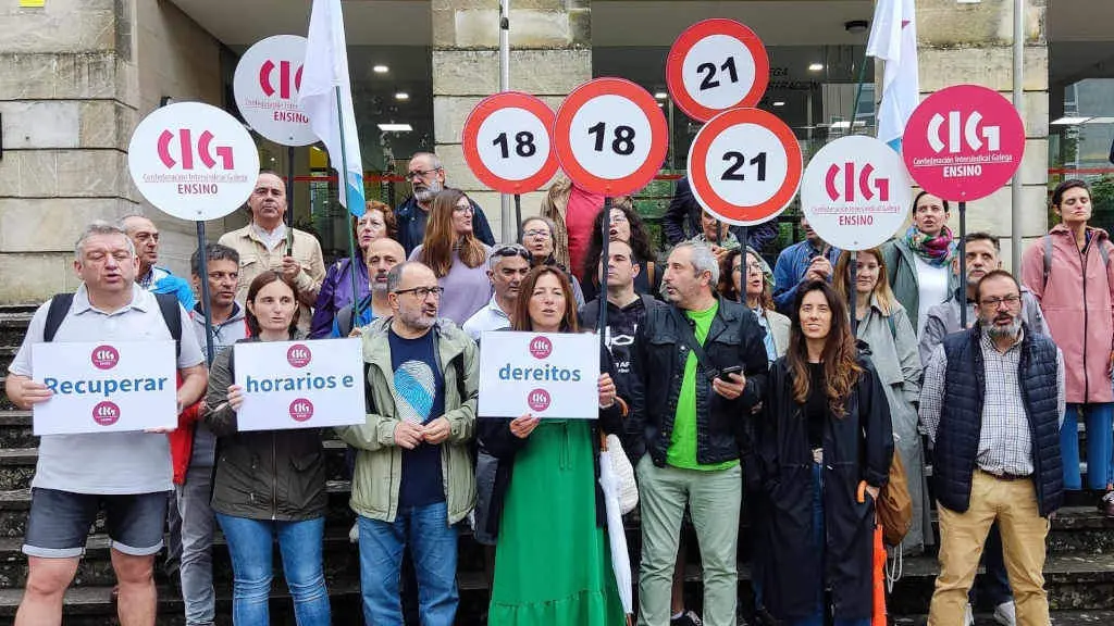 Concentraci&oacute;n da CIG-Ensino esta terza feira en Compostela (Foto: CIG).