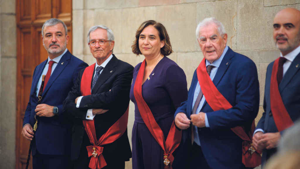 Jaume Collboni, alcalde de Barcelona (PSC), Xavier Trias (Junts), Ada Colau (En Comú Podem), Ernest Maragall (ERC) e Daniel Sirera (PP) (Foto: Alberto Paredes / Europa Press).