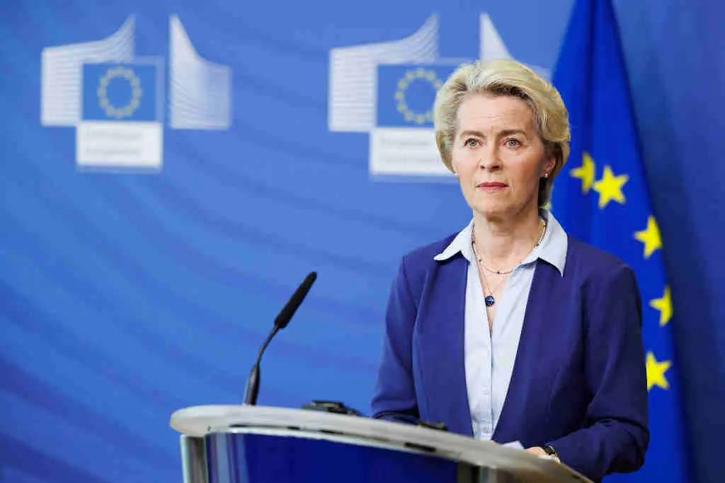 Ursula von der Leyen a terza feira. (Foto: Christophe Licoppe / European Comm / DPA)