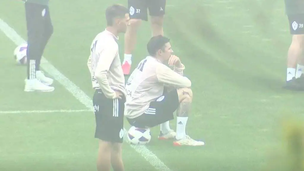 Santi Mina, adestrando co Celta. (Foto: CRTVG)