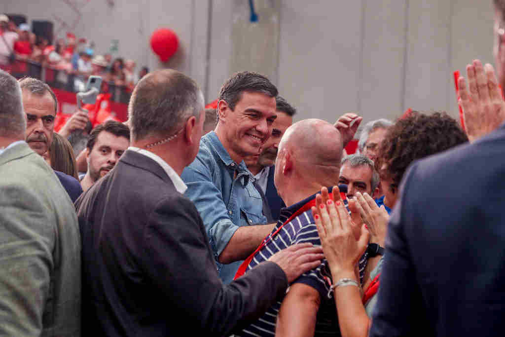 O presidente do Goberno español, Pedro Sánchez, no feche de campaña do PSOE, a sexta feira en Xetafe, Madrid. (Fotos: Ricardo Rubio / Europa Press)