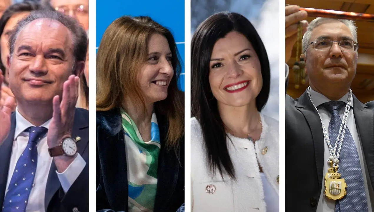 Os alcaldes de Lal&iacute;n, Xos&eacute; Crespo; Gunt&iacute;n, Mar&iacute;a Jos&eacute; G&oacute;mez; Mos, Nidia Ar&eacute;valo, e O Pereiro de Aguiar, Lu&iacute;s Menor, que tam&eacute;n preside a Deputaci&oacute;n de Ourense. (Fotos: Europa Press)