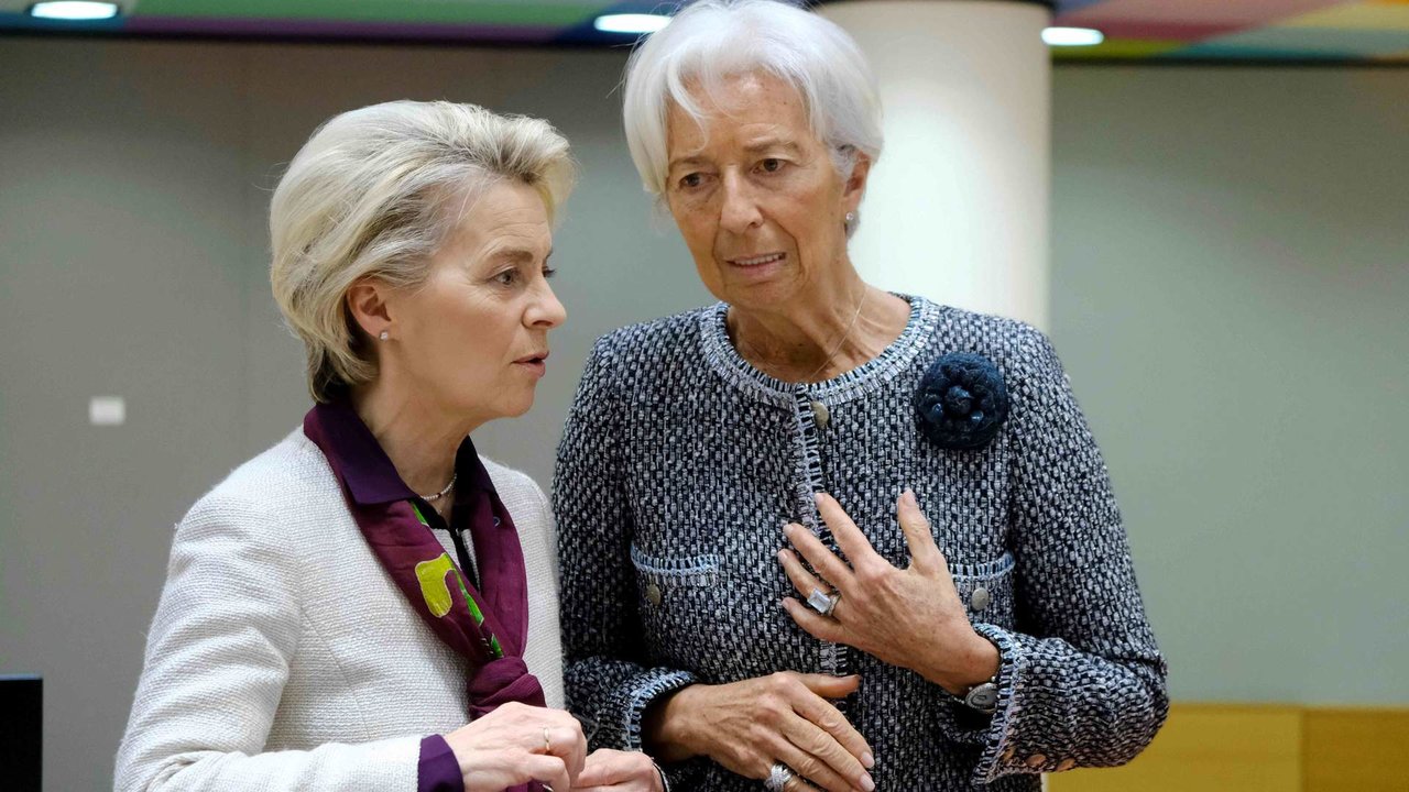 A presidenta da Comisión Europea, Ursula von der Leyen, e a presidenta do Banco Central Europeo, Chistine Lagarde (Foto: Alexandros Michailidis / EC / DPA).