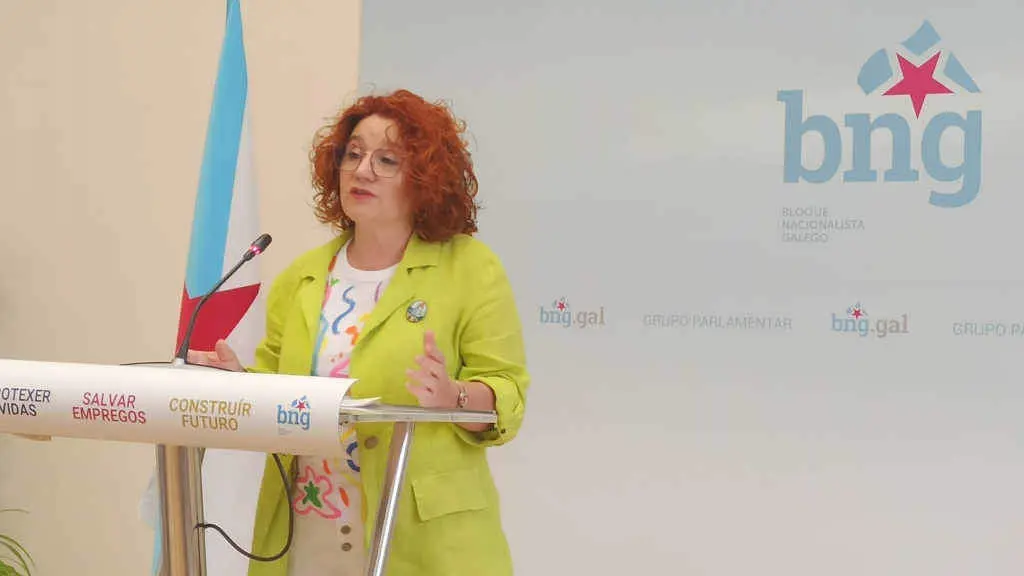 A deputada do BNG, Montse Pardo, en rolda de prensa (Foto: Europa Press).