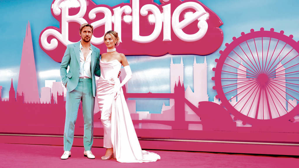 Ryan Gosling e Margot Robbie na estrea europea de 'Barbie' en Londres o 12 de xullo. (Foto: Ian West)