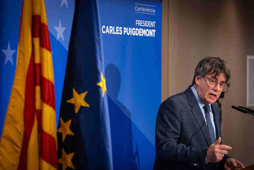 O ex presidente de Catalunya, Carles Puigdemont, a terza feira en Bruxelas (Bélxica). (Foto: Europa Press)