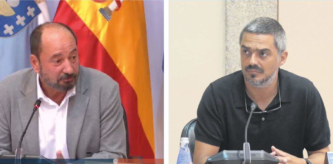O director xeral de Turismo, Xosé Manuel Merelles, e o deputado Daniel Pérez, esta cuarta feira, na Cámara. (Fotos: Parlamento)