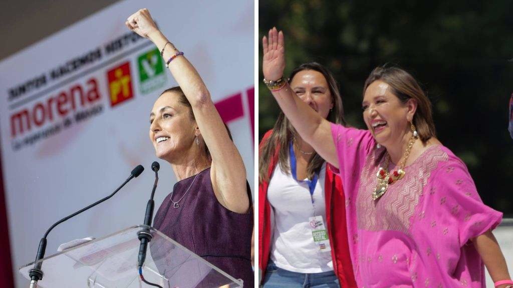 Á dereita, Claudia Sheinbaum, de Morena; á esquerda, Xochitl Gálvez, de Frente Amplio por México. (Fotos: Europa Press)