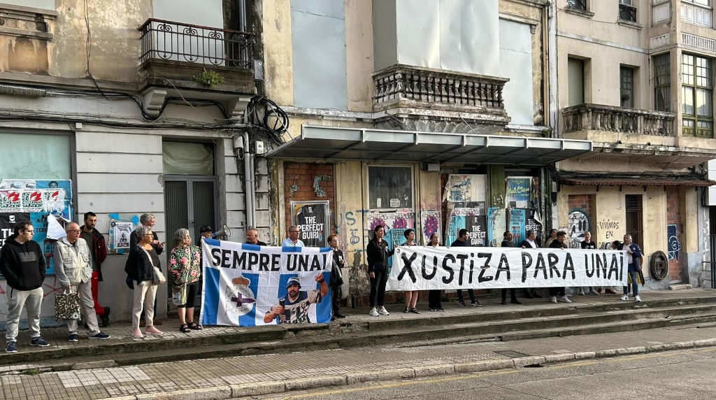 Protesta esta segunda feira na Coruña do colectivo Xustiza para Unai (Foto: Xustiza para Unai).