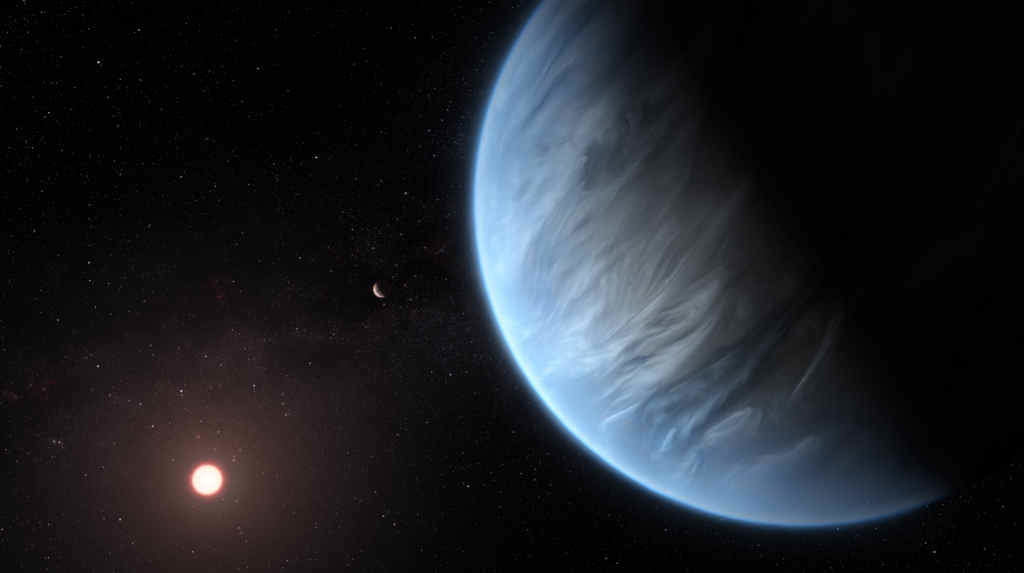 Unha imaxe representativa do planeta K2-18b (Foto: ESA /Hubble).