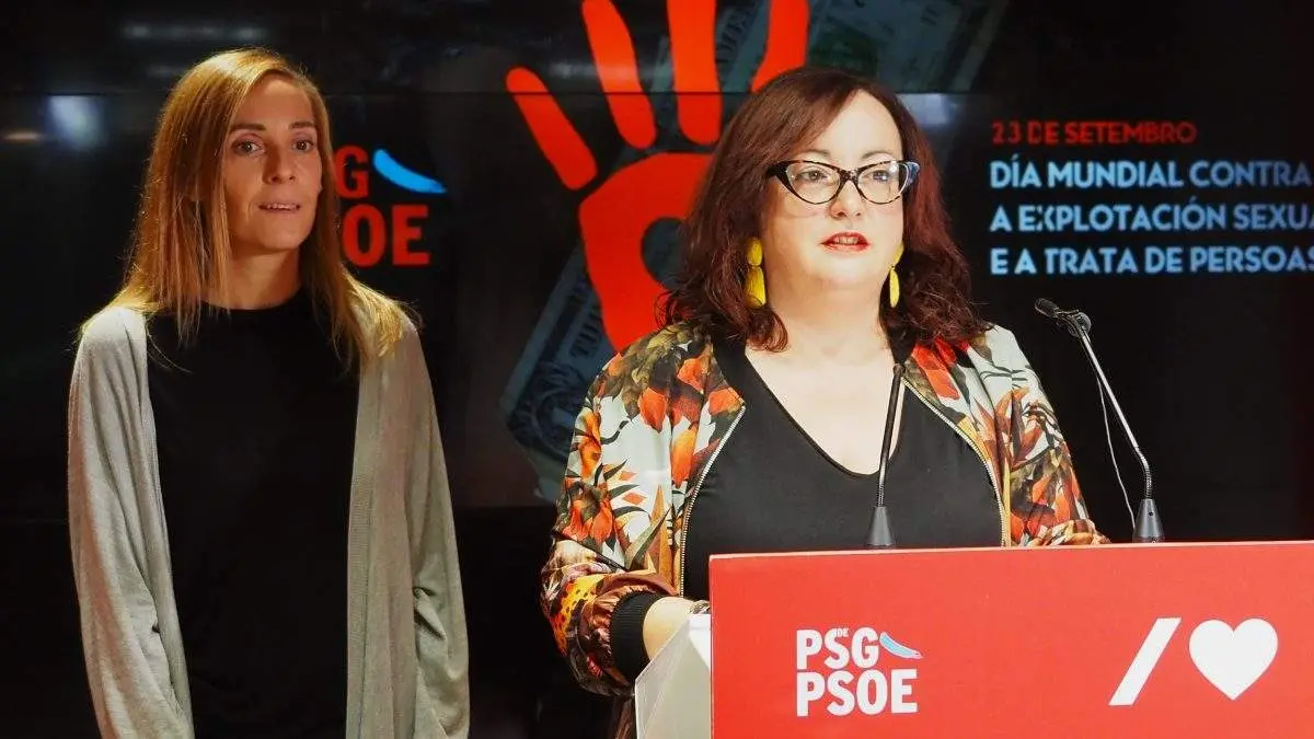 Rolda de prensa das socialistas Noa D&iacute;az e Silvia Fraga.