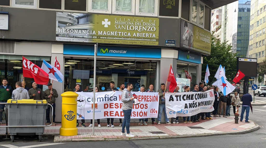 Protesta de persoal de Comfica o pasado mes de maio en Compostela (Foto: CIG).