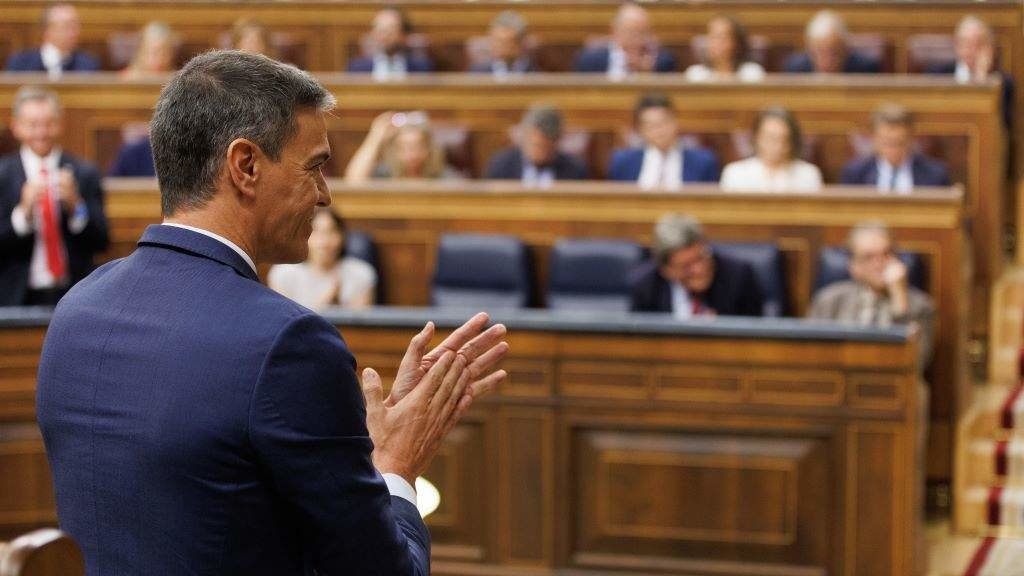 O presidente do Goberno español en funcións, Pedro Sánchez, esta sexta feira, na segunda —e errada— votación de investidura de Alberto Núñez Feixoo. (Foto: Eduardo Parra / Europa Press)