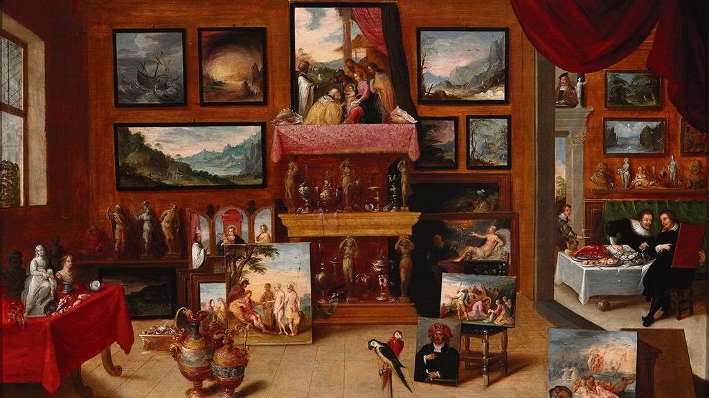 'Gabinete do coleccionista', Frans Francken II (Anveres, 1581-1642), óleo táboa. (Foto: Museo de Belas Artes da Coruña)