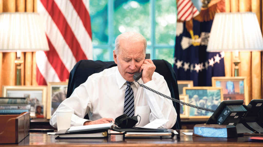 O presidente dos Estados Unidos de América, Joe Biden, no seu despacho (Foto: Europa Press / Contacto / White House ).