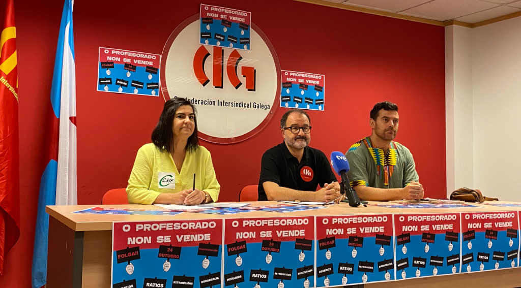 Belén González, Suso Bermello e Lois Pérez esta cuarta feira (Foto: Europa Press).
