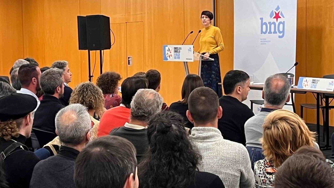 A portavoz nacional do BNG, Ana Pontón, este sábado en Compostela (Foto: Nós Diario).