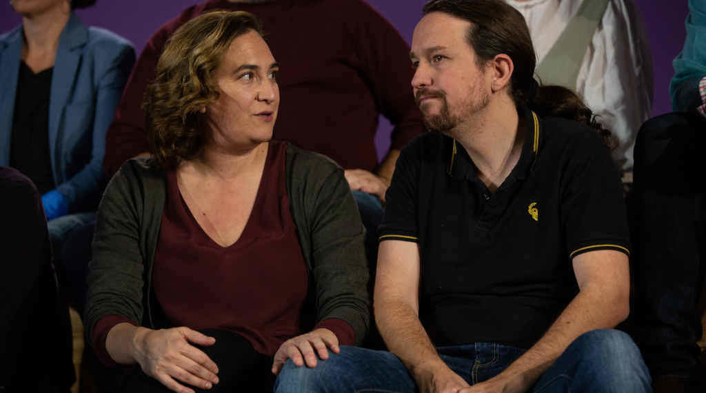 Ada Colau e Pablo Iglesias durante un acto en 2019 (Foto: David Zorrakino / Europa Press).