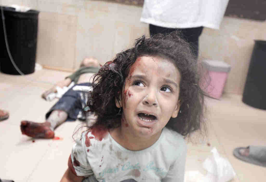 Crianza nun hospital de Gaza, hoxe. (Foto: Omar Ashtawy / Zuma Press / Contactophoto)