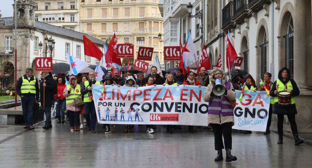 Manifestación do sector da limpeza en Lugo. (Foto: Nós Diario)