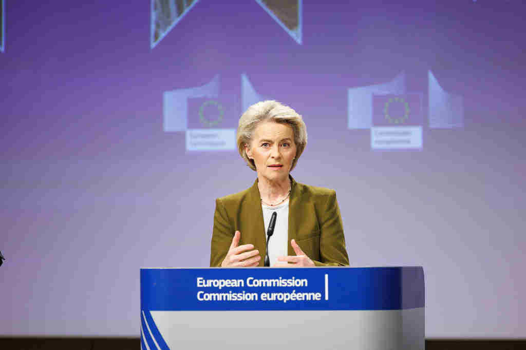 A presidenta da Comisión Europea, Ursula von der Leyen, hoxe.  (Foto: Christophe Licoppe / European Comm / DPA)