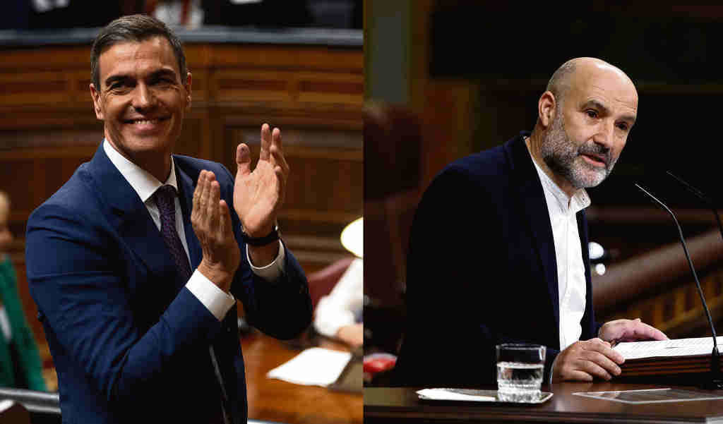 Pedro Sánchez (PSOE) e Néstor Rego (BNG), hoxe.