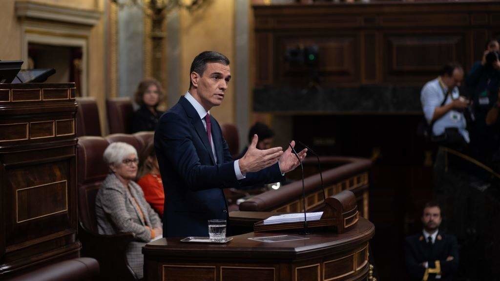 Intervención de Pedro Sánchez durante o debate de investidura da pasada cuarta feira. (Foto: Alejandro Martínez Vélez / Europa Press)