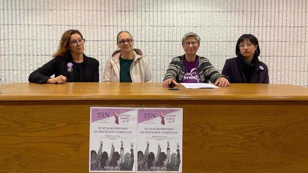 Rolda de prensa da Plataforma Feminista de Lugo, hoxe. (Foto: Europa Press)