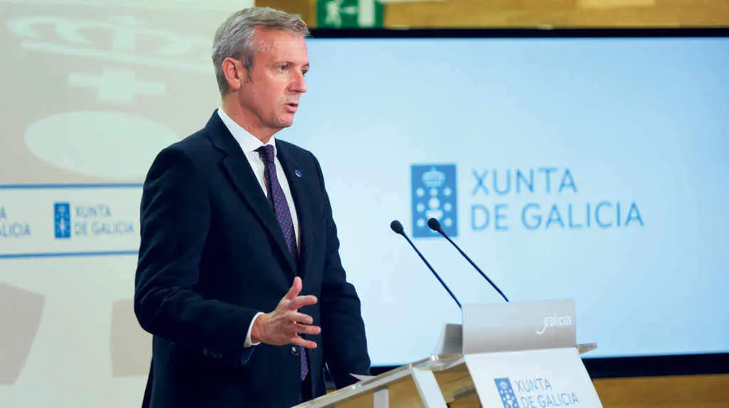 O presidente do Goberno galego, Alfonso Rueda, en rolda de prensa ap&oacute;s o Consello da Xunta (Foto: Xunta da Galiza).